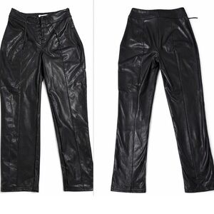Avec Les Filles Black Lace-Up Faux Leather Pants